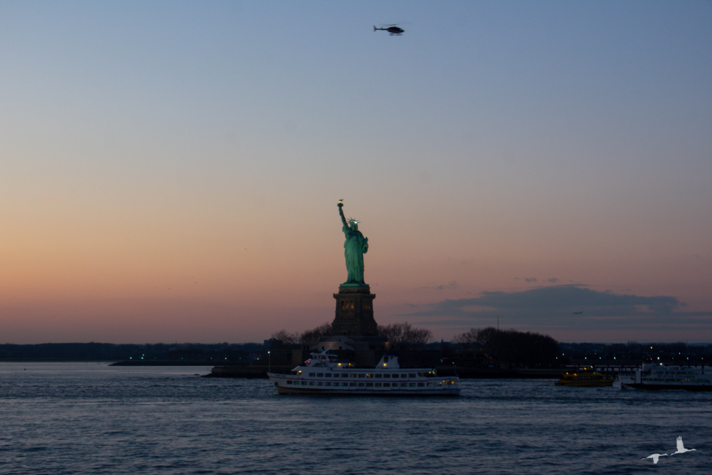 Statue of Liberty at sunset New York