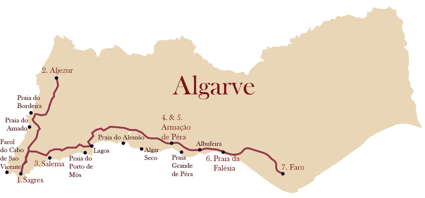 Algarve road trip route
