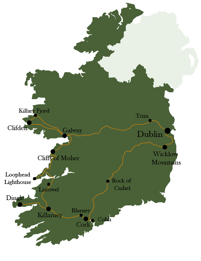 Ireland Roadtrip Itinerary Map