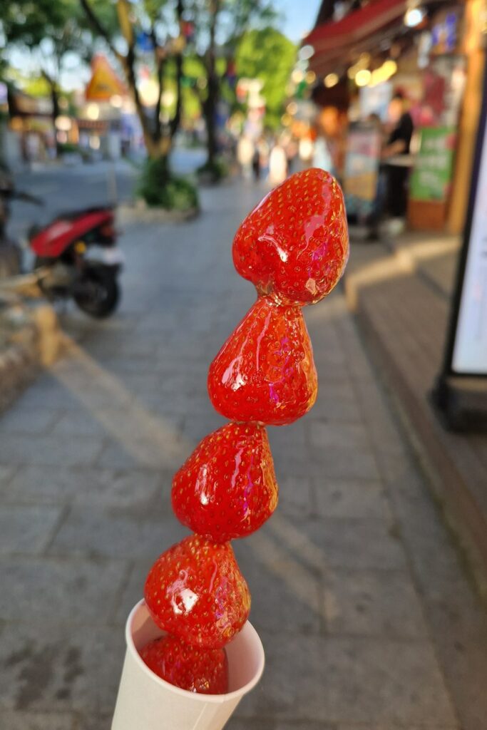 sugared strawberries on a stick