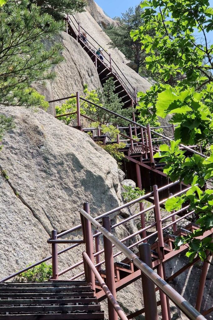 steep stairs in front of ulsanbawi rock