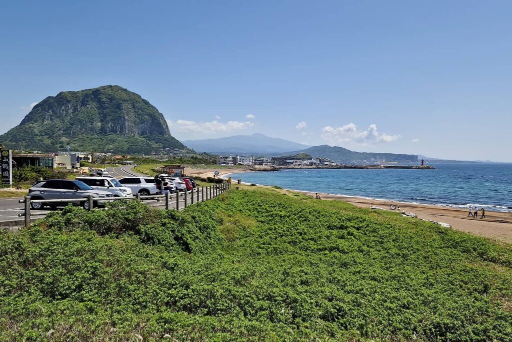 beachfront parking near Sagye beach on Jeju island
