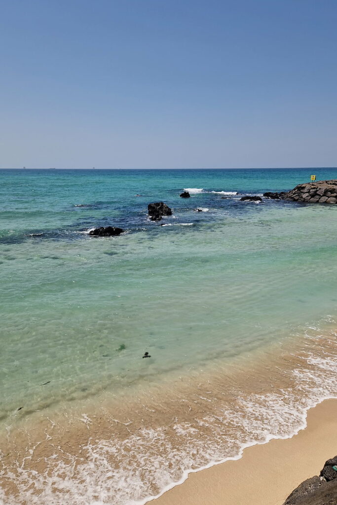 Beautiful turquoise clear waters in Jeju.