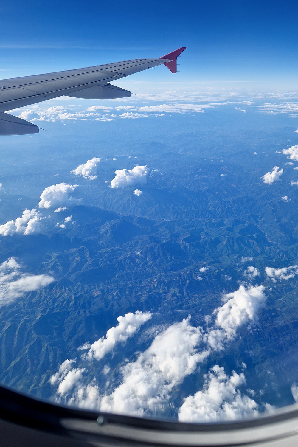 view from the airplane down to vietnam